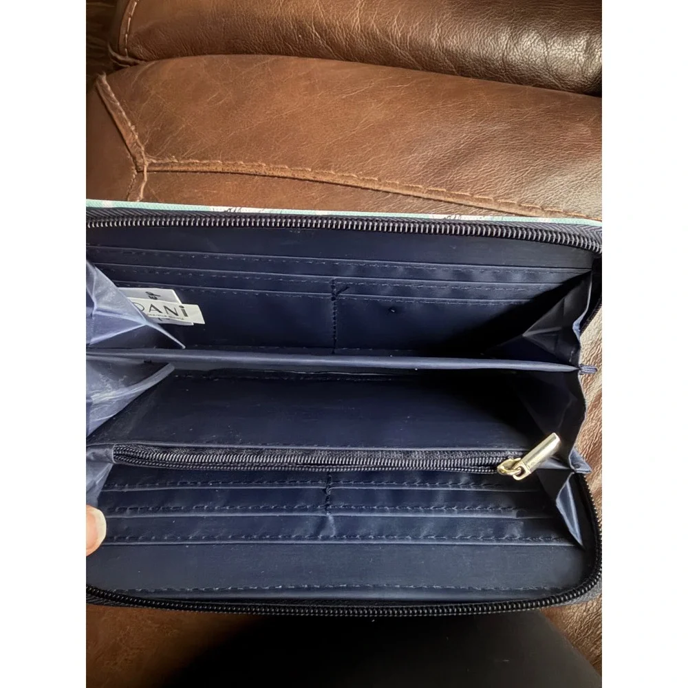 Danielle Nicole Disney Cinderella Zip Around Wallet Blue Teal Floral Princess